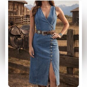 Vintage 80’s Tickets Denim Button-Down Dress